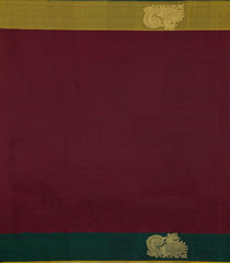 Maroon Handloom Kanchipuram Silk Saree With Stripes-KA15104