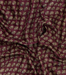 Brown Printed Chanderi Cotton Saree With Zari Border-CC1626