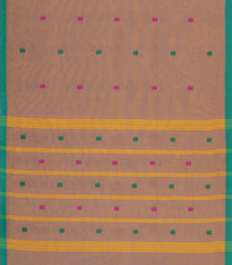 Dark Beige Woven Chettinad Cotton Saree With Buttas-CN1865