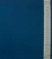 Navy Blue Woven Blended Satin Saree With Floral Zari Motifs-BL5996