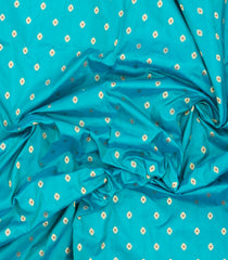 Turquoise Paithani Silk Saree With Meena Butta & Contrast Pallu-PA1138