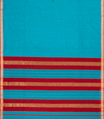 Cyan Handloom Maheswari Silk Cotton Saree With Zari Border-SC4161