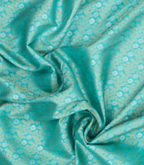 Turquoise Handloom Korvai Kanchipuram Bridal Silk Saree With Zari Motifs-KA16270