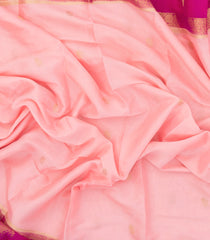 Baby Pink Woven Art Crepe Saree With Buttas & Contrast Border-BL5121