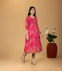 Pink Floral Printed Kurta-KR0848