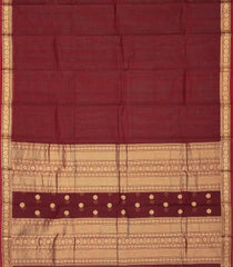 Maroon Handloom Kanchi Cotton Saree With Zari Border-KC1524
