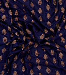 Dark Blue Woven Mysore Silk Saree With Floral Motifs-MS3445
