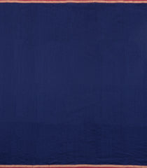 Navy Blue Handloom Maheswari Silk Cotton Saree With Contrast Zari Border-SC4836