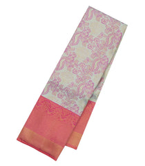 Turquoise Handloom Korvai Kanchipuram Silk Saree With Meena Bird Motifs-KA15826