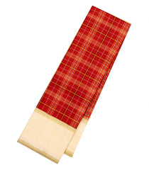 Crimson Handloom Korvai Kanchipuram Silk Saree With Cream Border-KA14715