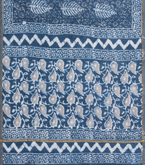 Grey Printed Jaipur Cotton Saree With Floral Motifs-JC1537