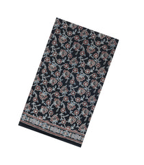 Black Printed Jaipur Cotton Saree With Floral Motifs-JC1864