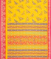 Yellow Printed Synthetics Dola With Zari Butta & Zari Border -BL5226