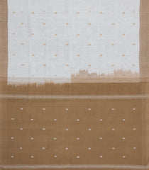 White Woven Rasipuram Cotton Sari With Buttas-RA2632
