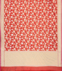 Orange Handloom Organza Satin Soft Silk Saree With Floral Motifs-SO4093