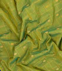 Light Green Handloom Gadwal Silk Cotton Saree With Zari Checks & Buttas -GA0287
