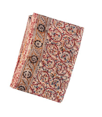 Pink Woven Kalamkari Cotton Saree With Printed Floral Motifs