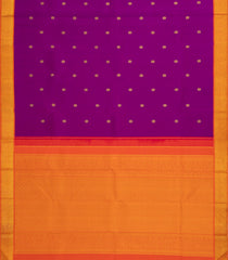 Purple Handloom Korvai Kanchipuram Silk Saree With Buttas & Orange Border-KA14057