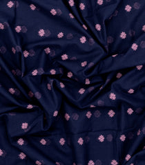 Navy Blue Woven Bengal Cotton Saree With Floral Buttas-BG1845