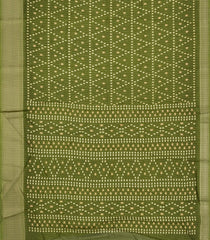 Olive Green Printed Synthetic Dola Silk Saree With Motifs & Zari Stripes-SY0424