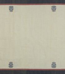 Off White Woven Chettinad Cotton Saree With Buttas-CN1870