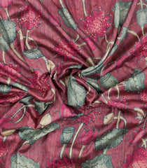 Dusty Pink Printed Art Dupion Saree With Floral Motifs-BL6137