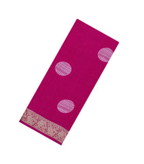 Hot Pink Printed Synthetics Dola Zari Lining With Jacquard Zari Border-BL5176