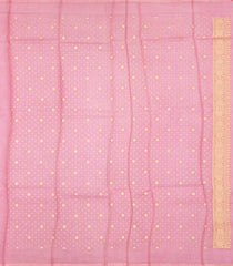 Peach Woven Pure Organza Silk Saree With Floral Zari Buttas-KS1090