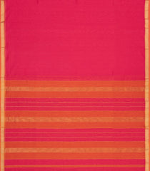 Hot Pink Handloom Maheswari Silk Cotton Saree With Contrast Border-SC4184