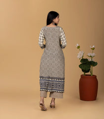 White & Black Printed Kurta-KR0833