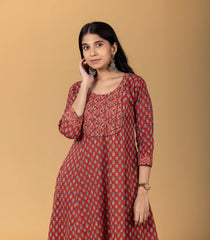 Printed Crimson Kurta-KR0857