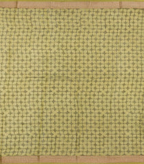 Green Printed Chanderi Cotton Saree With Zari Border-CC1540