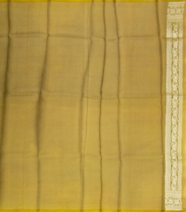 Mustard Handloom Banarasi Organza Silk Saree With Floral Motifs-BE1399