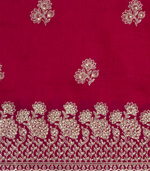 Red Woven Synthetic Blended Saree With Embroidered Motifs-EN2034