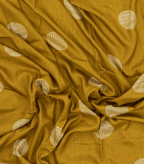 Mustard Printed Synthetics Dola Zari Lining With Jacquard Zari Border-BL5179