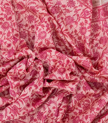 Baby Pink Handloom Chanderi Cotton Saree With Printed Floral Motifs-CC1322
