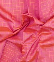 Peach Handloom Kanchipuram Silk Saree With Zari Checks-KA15003