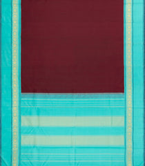 Maroon Handloom Korvai Kanchipuram Silk Saree With Turquoise Border-KA14850