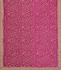 Pink Woven Net Saree With Embroidered Floral Motifs-EN1874