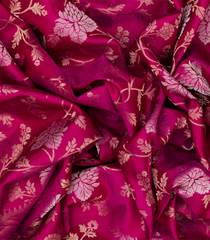 Pink Handloom Soft Silk Saree With Floral Vine Motifs -Pink