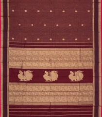 Maroon Handloom Kanchi Cotton Saree With Stripes & Buttas-KC1769