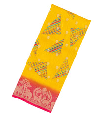 Yellow Printed Synthetics Dola With Zari Butta & Zari Border -BL5226
