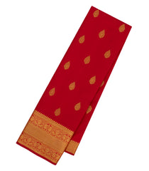 Red Handloom Kanchipuram Silk Saree With Floral Buttas-KA13722