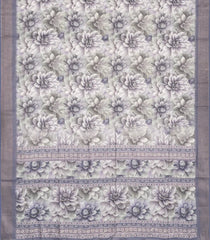 Grey Woven Art Linen Saree With Printed Floral Motifs-BL3755