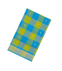 Green & Blue Handloom Silk Cotton Saree With Checks & Zari Buttas-SC4605