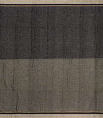 Black Handloom Bengal Cotton Saree With Stirpes & Floral Buttas-BG1693