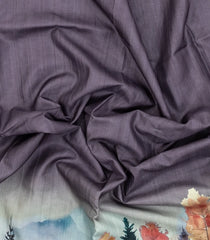 Lilac Printed Synthetic Tussar Saree With Zari Stripe border-BL5364
