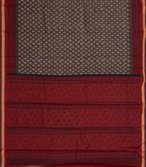 Black Printed Blended Cotton Saree With Zari Border-BL5675