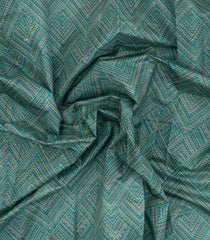 Cyan Printed Silk Saree With Chevron Motifs-PS0691