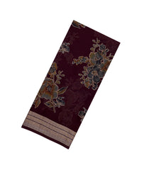 Maroon Printed Synthetics Brasso Saree With Floral Motifs-BL5310